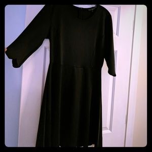 Lunnow Black Dress with Scalloped Detail